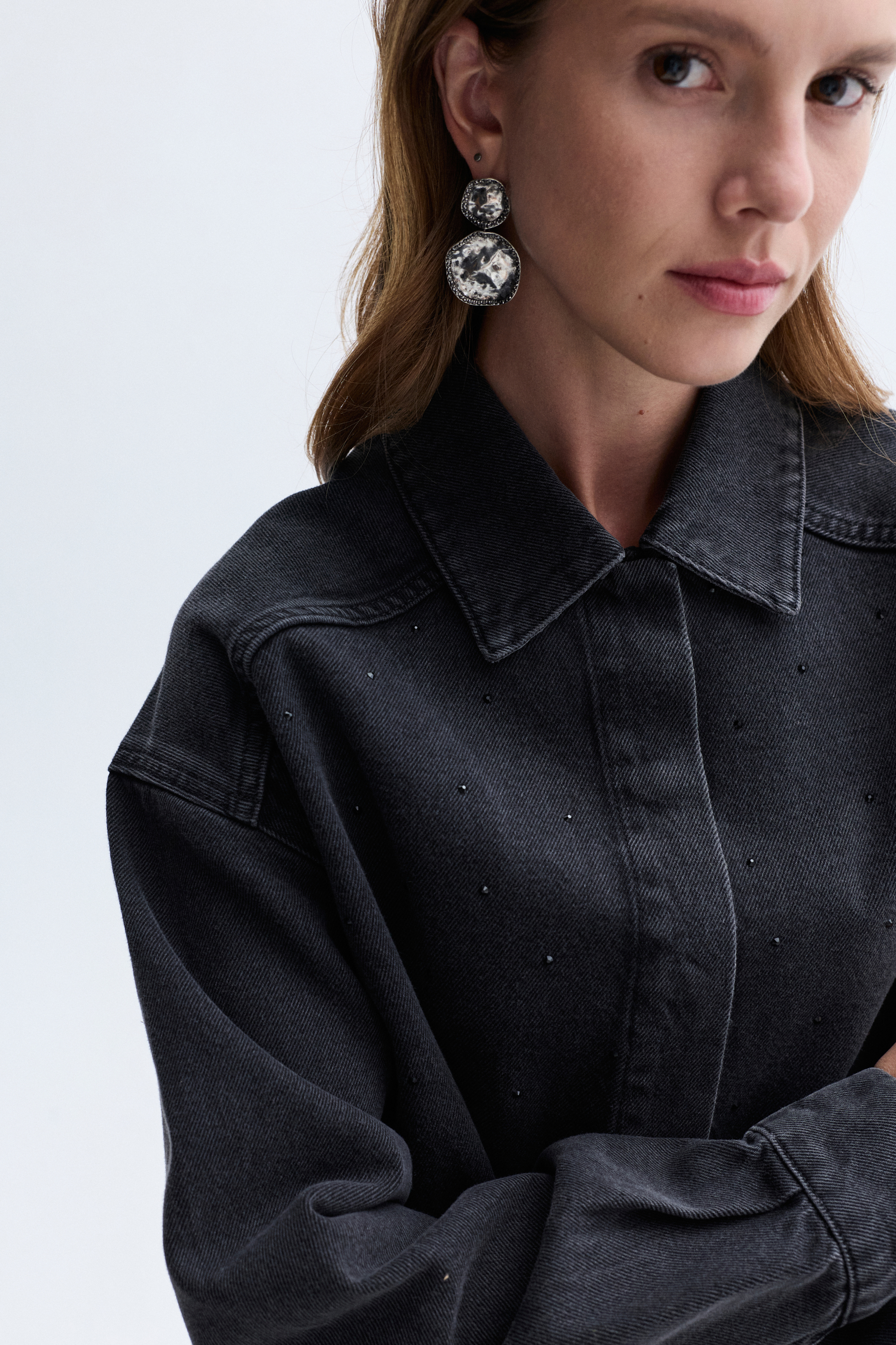 OVERSIZE TAŞLI JEAN CEKET