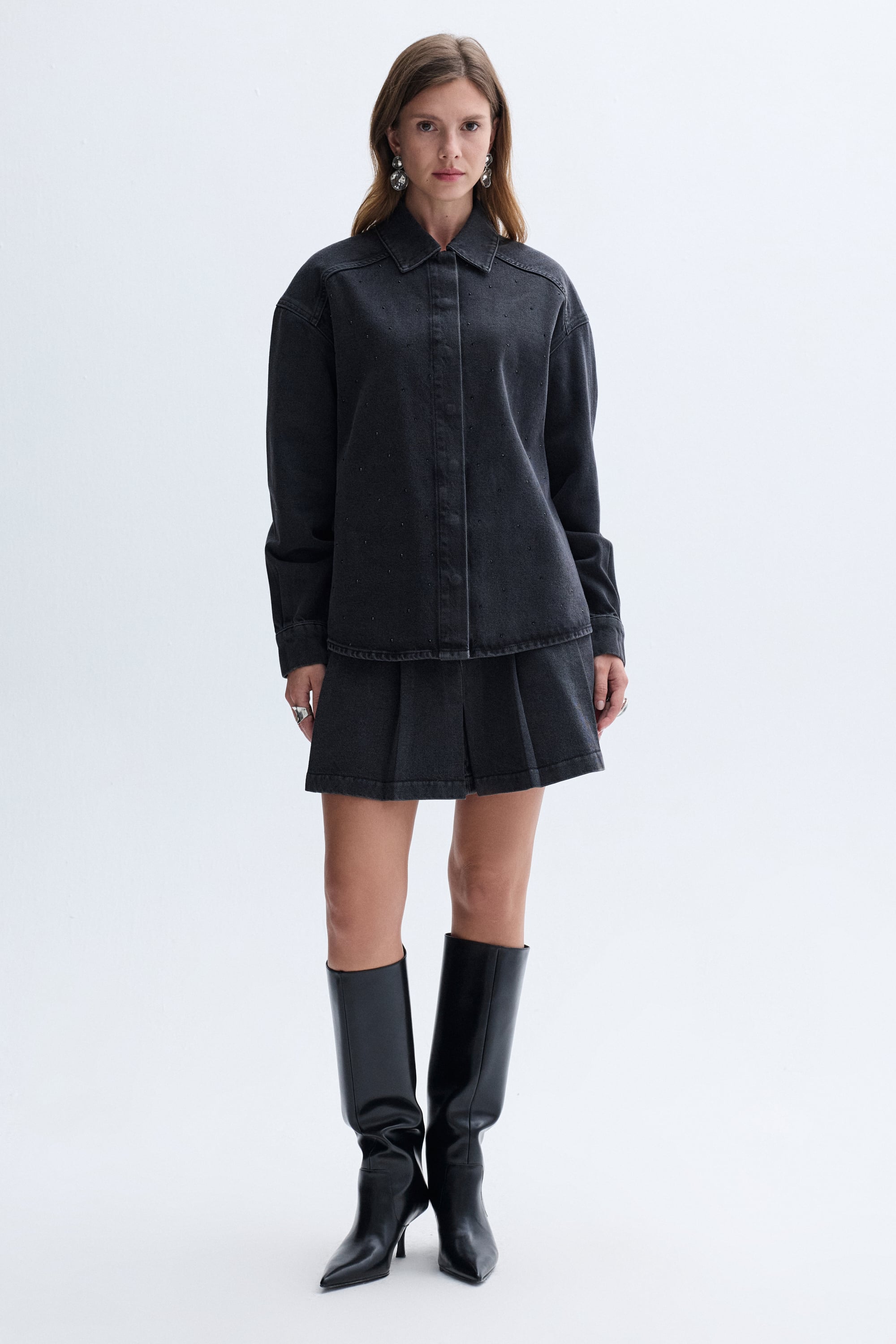 PİLELİ MİNİ JEAN ETEK