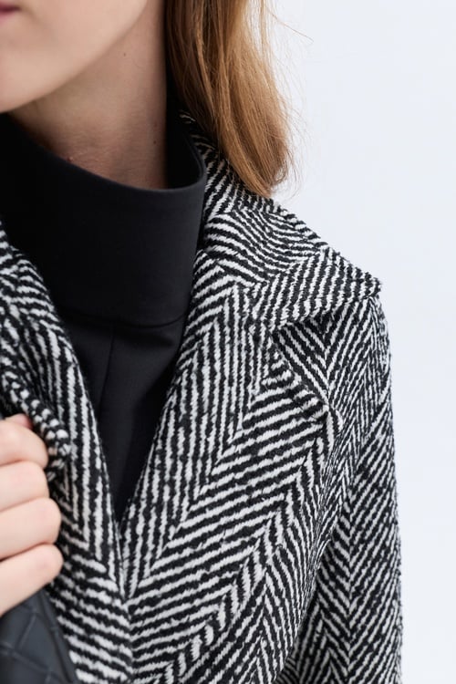  ÇİZGİLİ OVERSIZE KEMERLİ UZUN PALTO