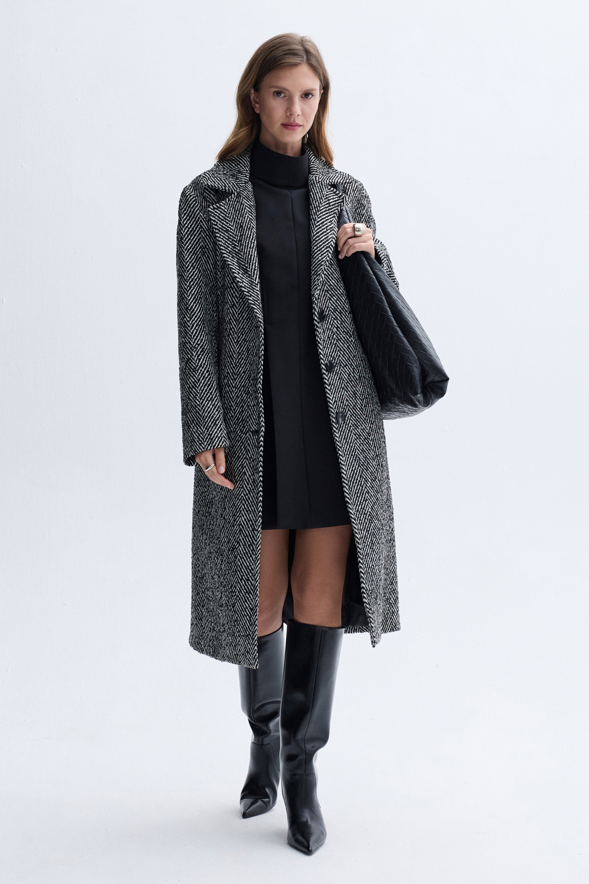 ÇİZGİLİ OVERSIZE KEMERLİ UZUN PALTO