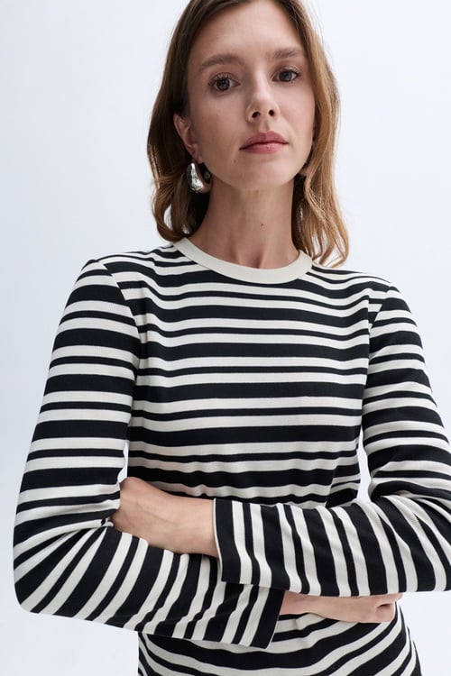 ÇİZGİLİ BİSİKLET YAKA UZUN KOLLU T-SHIRT