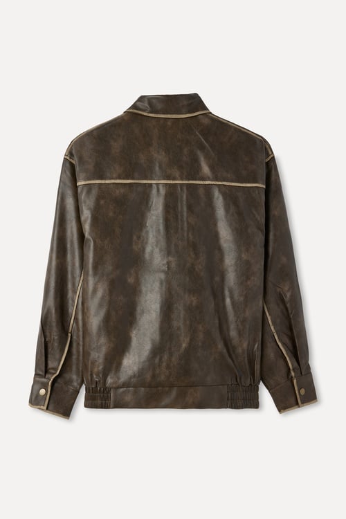  DERİ GÖRÜNÜMLÜ OVERSIZE MONT CEKET