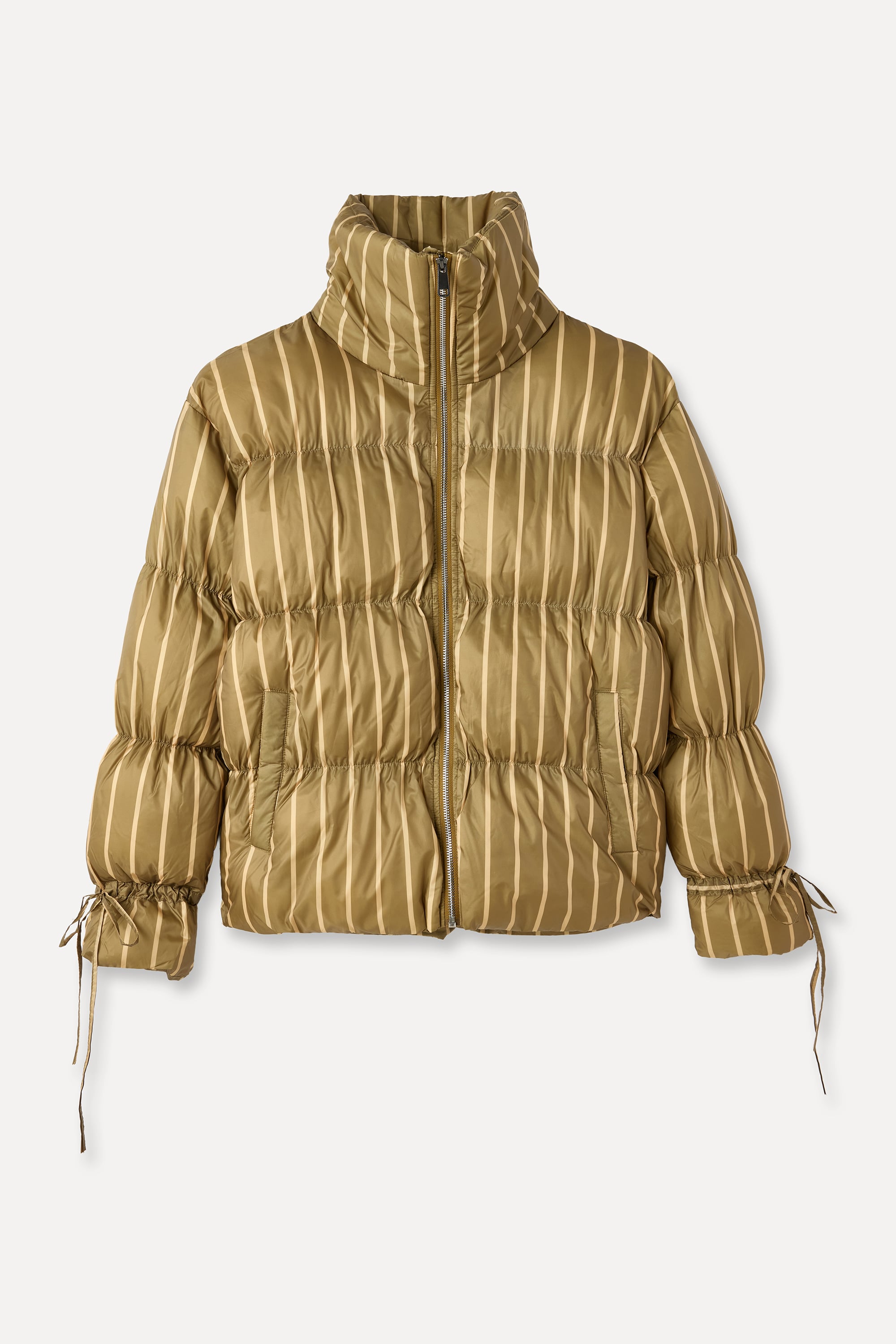 ÇİZGİLİ DİK YAKA PUFFER MONT