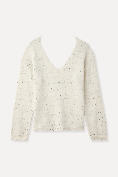 TEKSTÜRLÜ V YAKA LOOSE FIT KAZAK