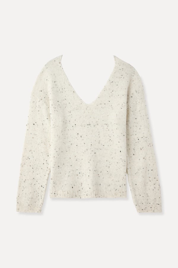 TEKSTÜRLÜ V YAKA LOOSE FIT KAZAK