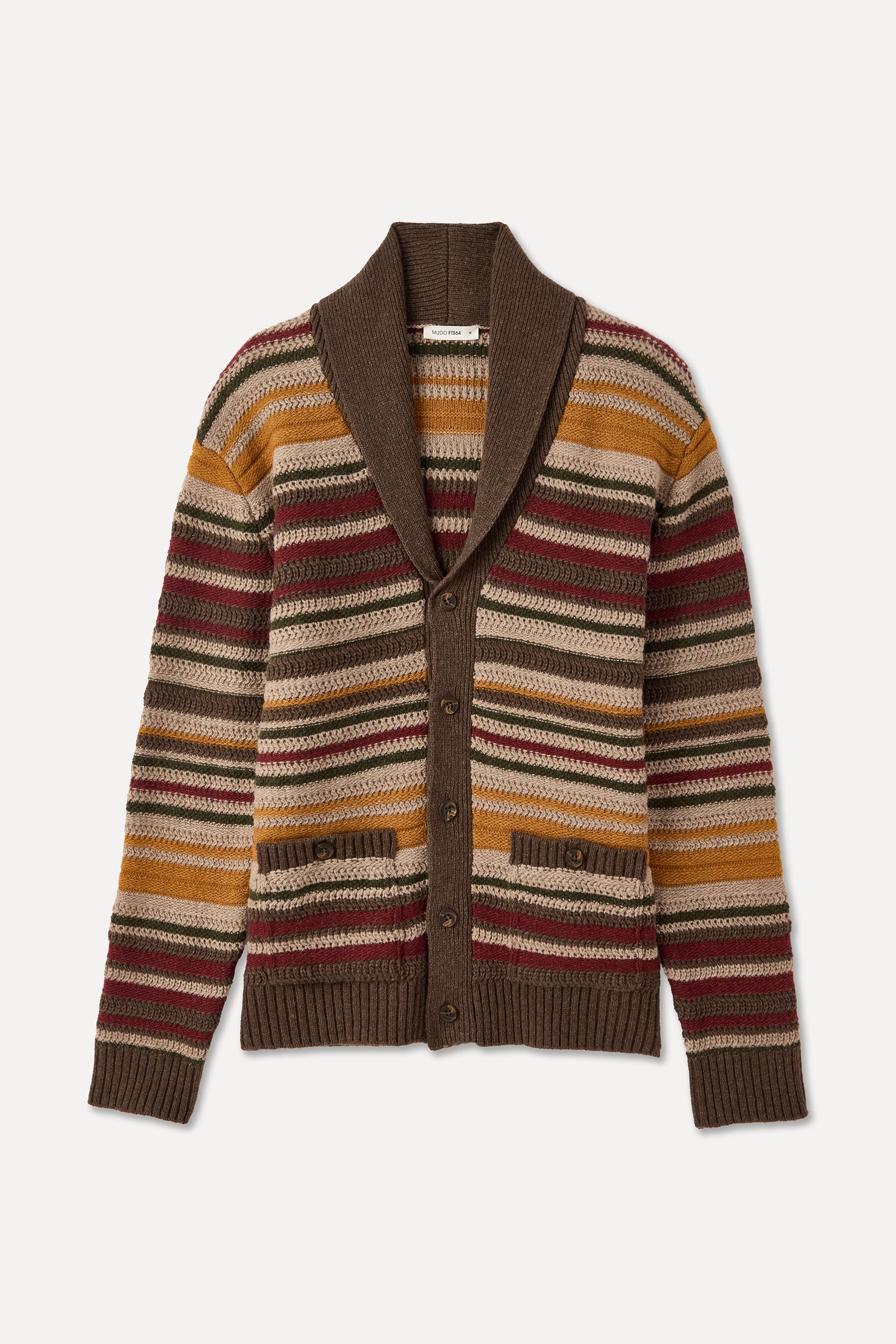 ÇİZGİLİ ŞAL YAKA OVERSIZE YÜN HIRKA