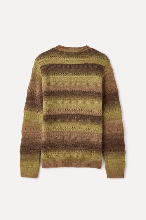  ÇİZGİLİ BİSİKLET YAKA DOKULU KAZAK