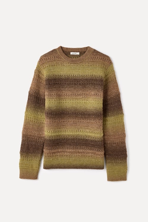 ÇİZGİLİ BİSİKLET YAKA DOKULU KAZAK