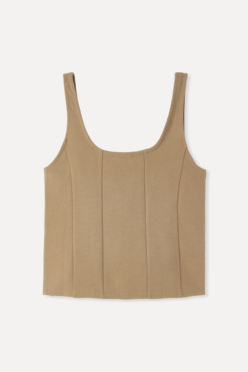  FITTED U YAKA FERMUARLI KOLSUZ BLUZ