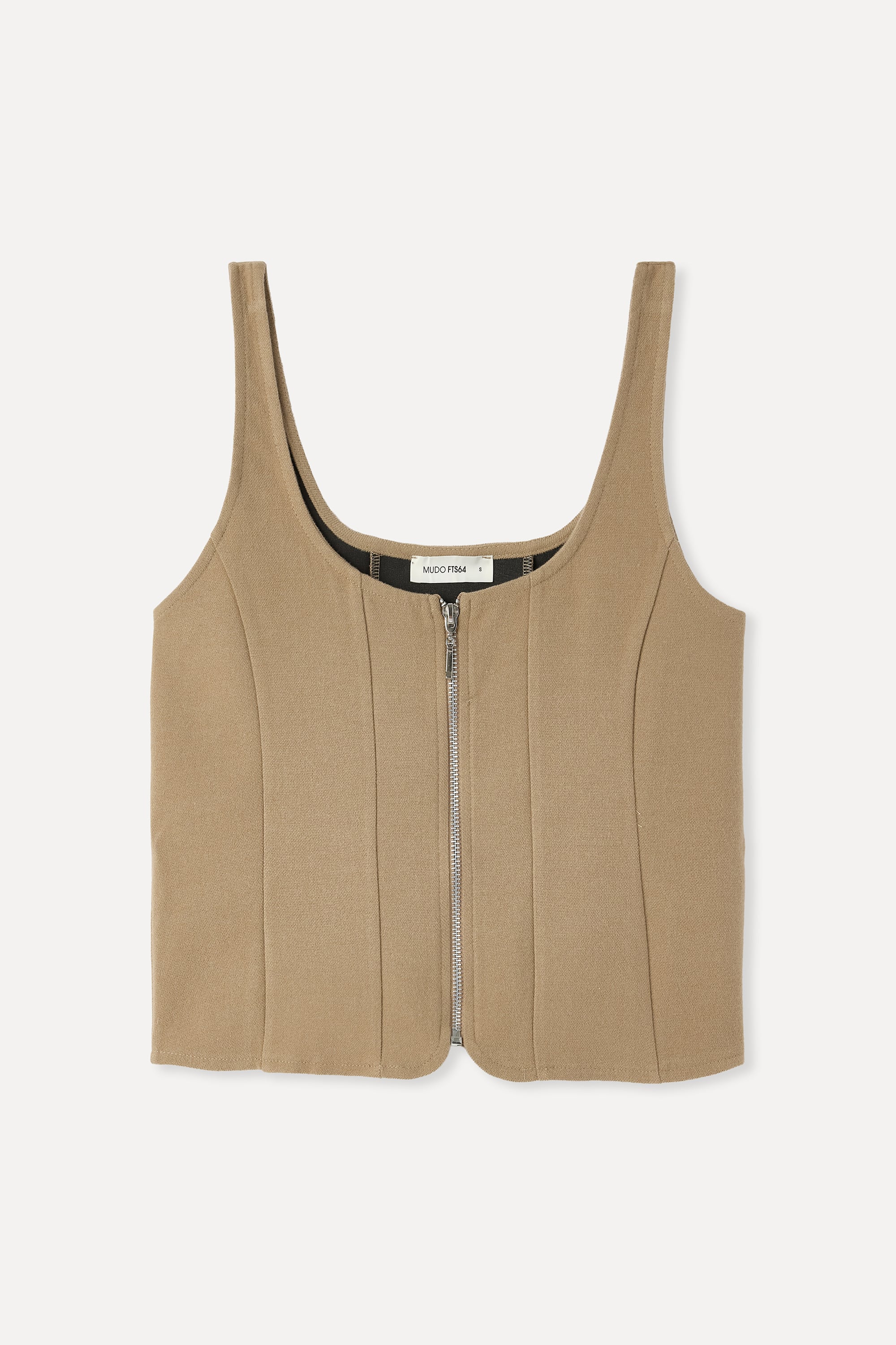 FITTED U YAKA FERMUARLI KOLSUZ BLUZ