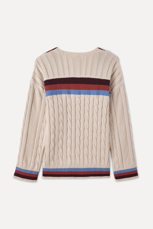 ÇİZGİLİ LOOSE FIT V YAKA KAZAK