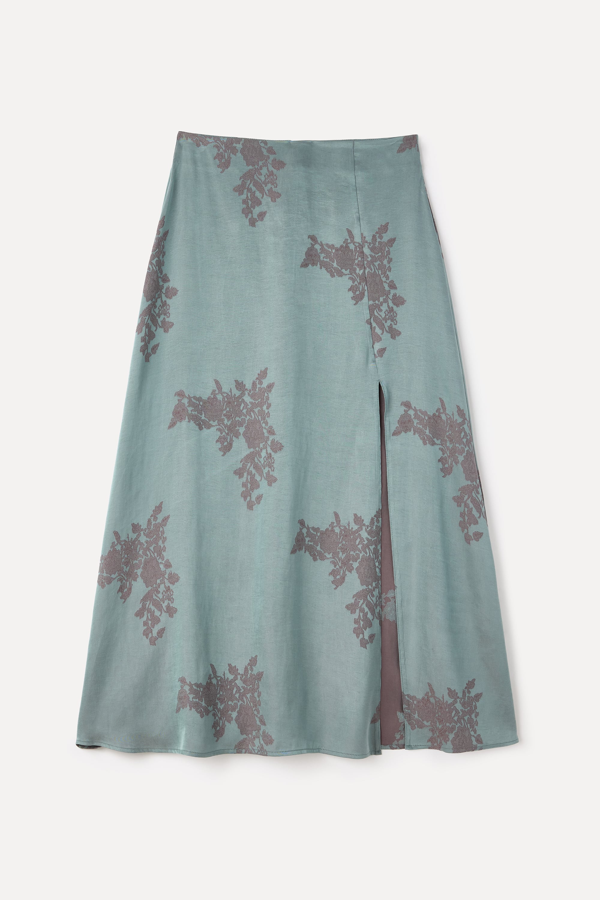 JAKARLI DESENLİ YIRTMAÇLI MİDİ ETEK