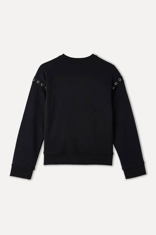 KUŞ GÖZÜ DETAYLI BİSİKLET YAKA SWEATSHIRT