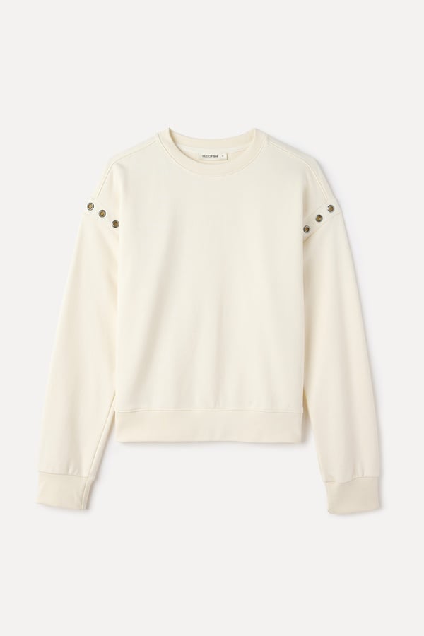 KUŞ GÖZÜ DETAYLI BİSİKLET YAKA SWEATSHIRT