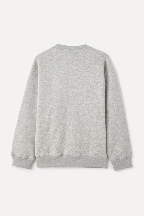 BASKILI BİSİKLET YAKA OVERSIZE SWEATSHIRT