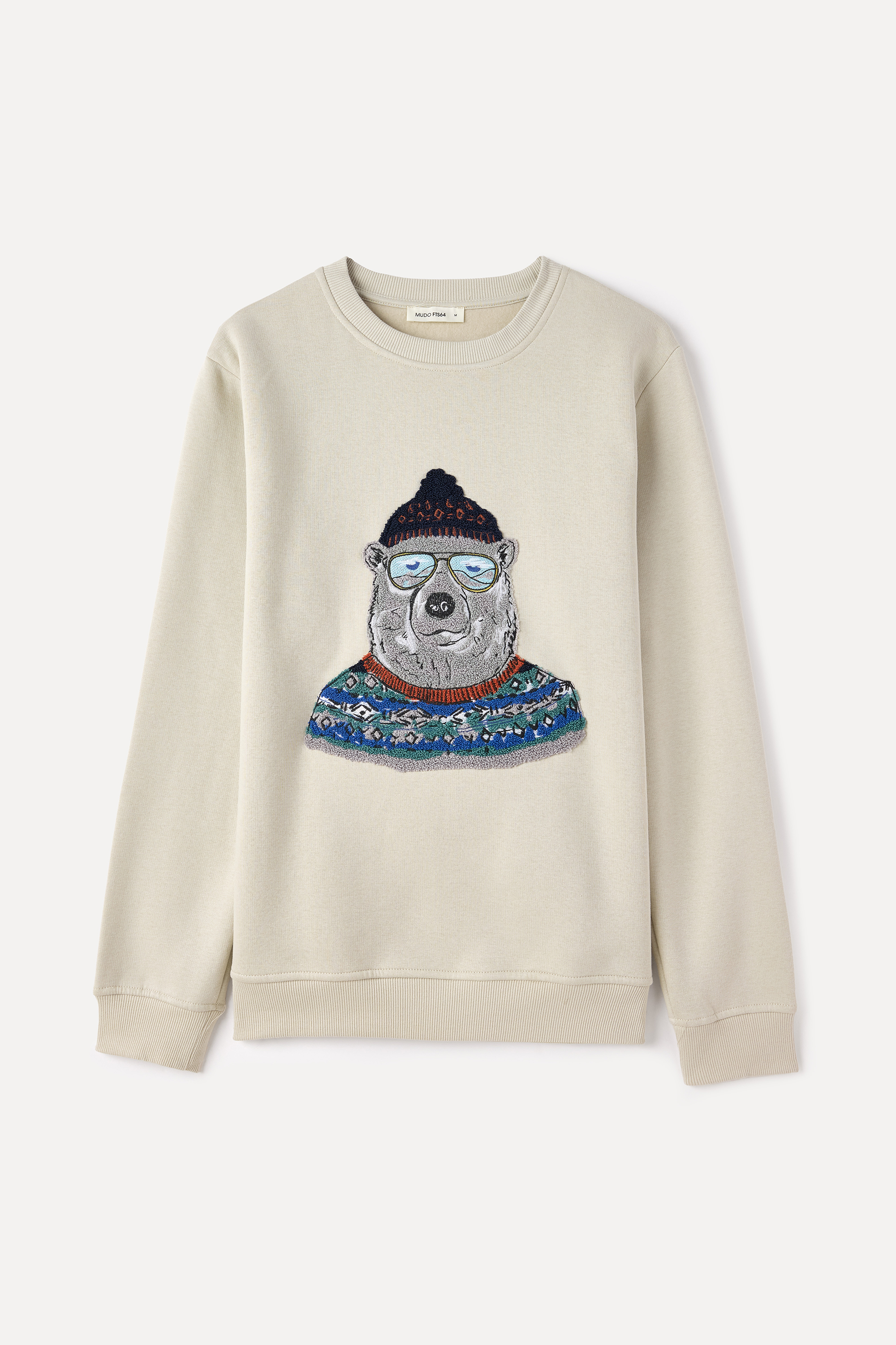 NAKIŞLI BİSİKLET YAKA SWEATSHIRT