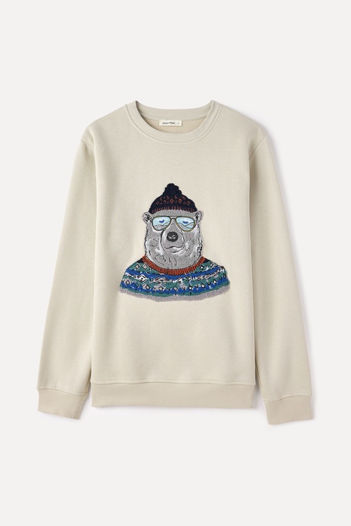  NAKIŞLI BİSİKLET YAKA SWEATSHIRT