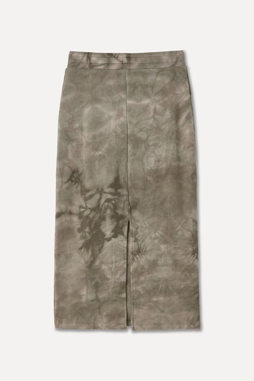 BASKILI YIRTMAÇLI MİDİ ETEK