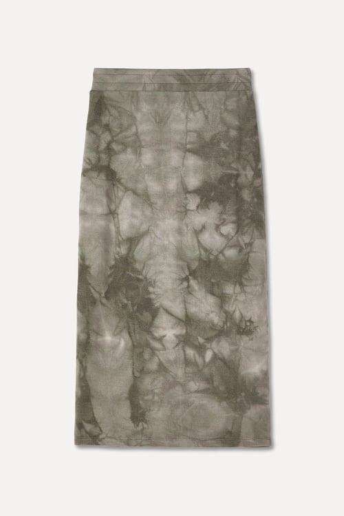 BASKILI YIRTMAÇLI MİDİ ETEK