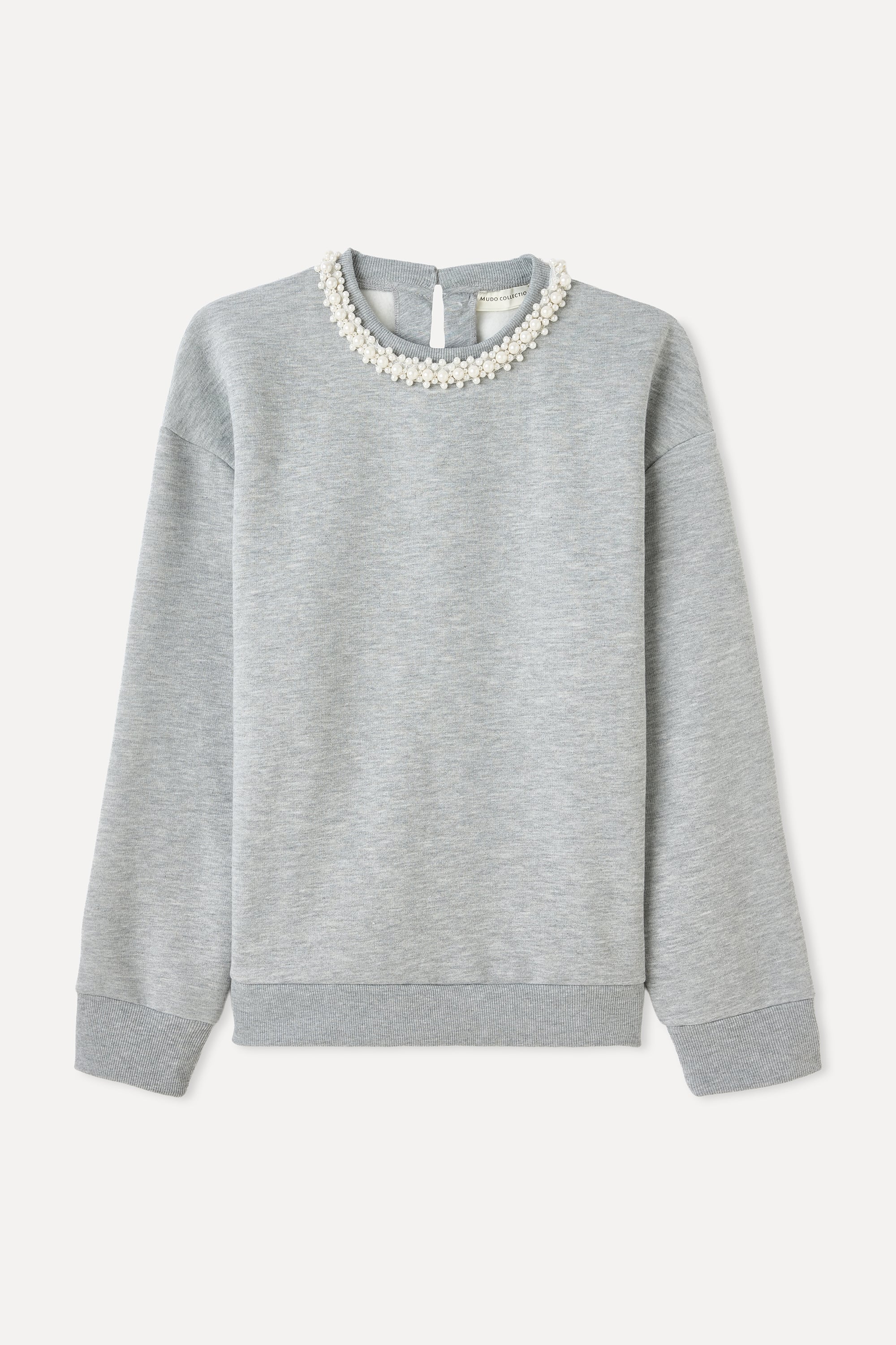 YAKASI İŞLEMELİ BİSİKLET YAKA SWEATSHIRT