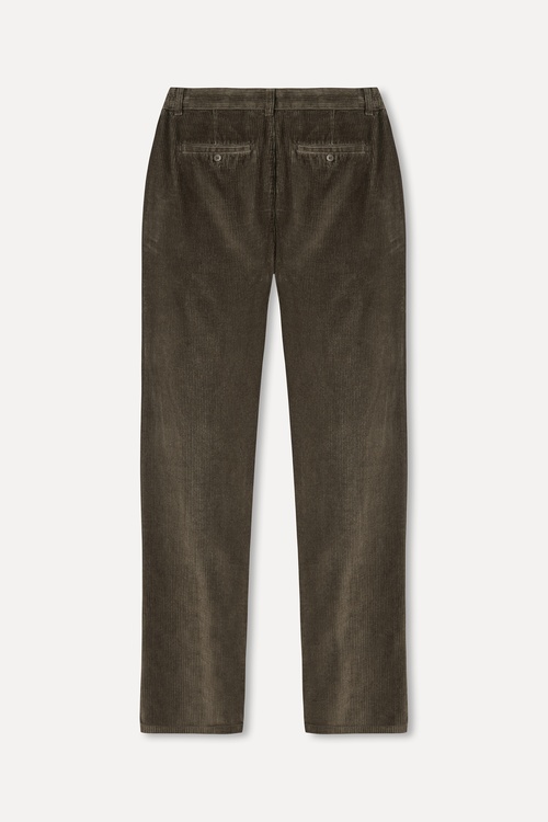  Erkek Haki Slim Straight Fit Kadife Pantolon