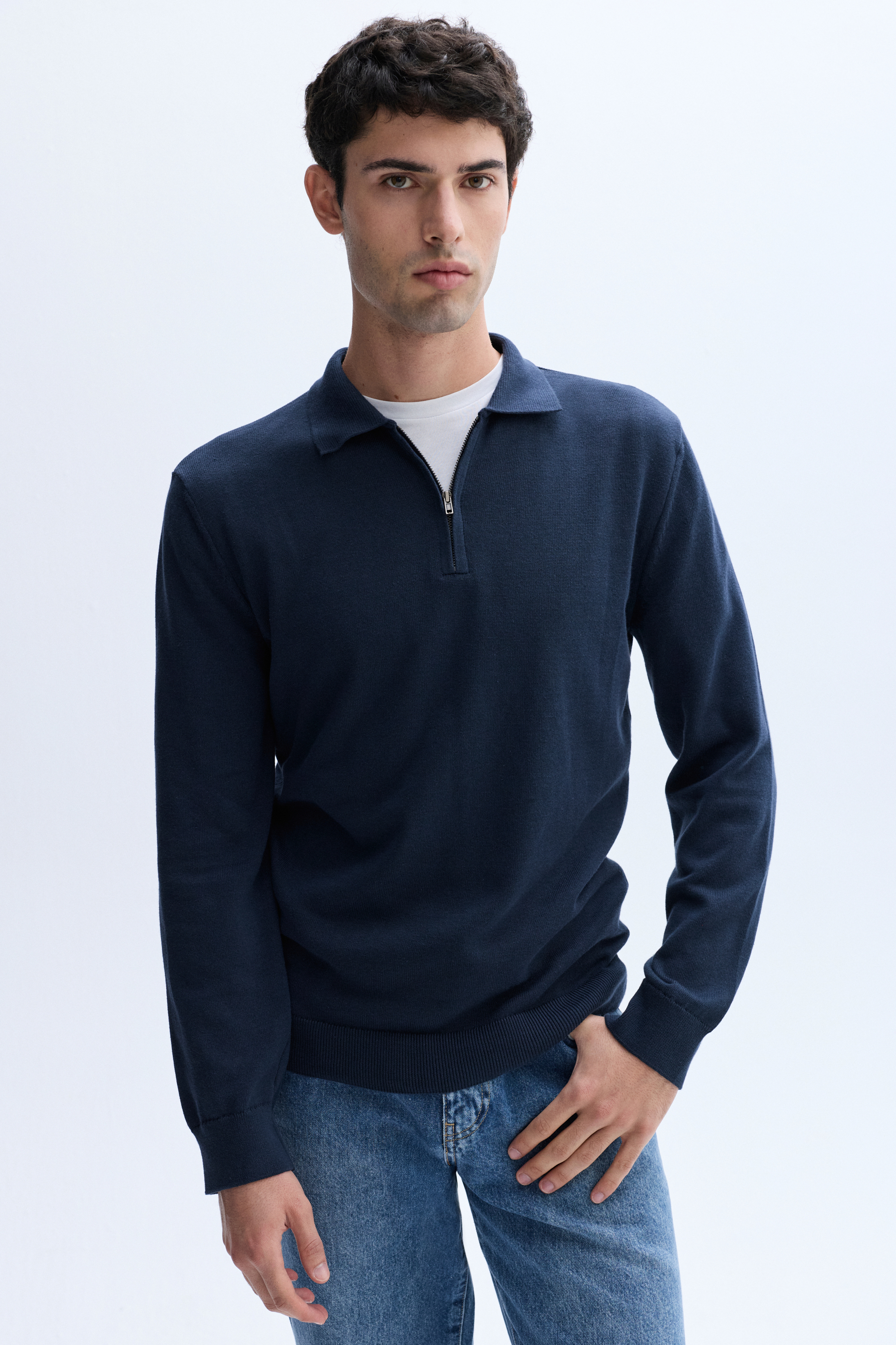 FERMUARLI POLO YAKA TRİKO KAZAK