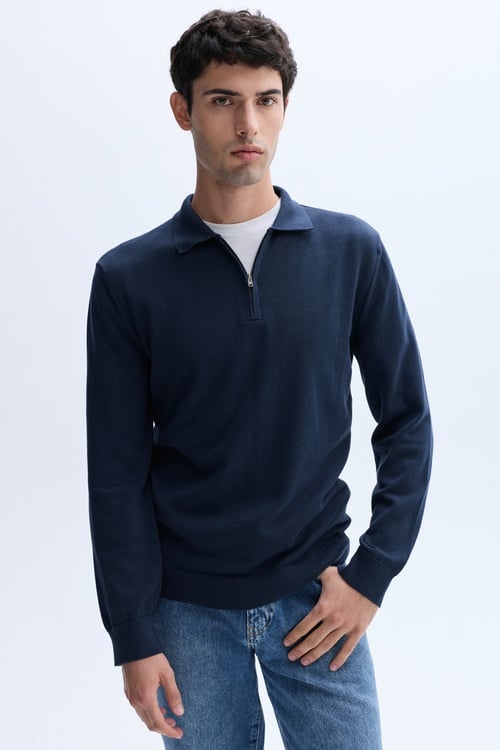 FERMUARLI POLO YAKA TRİKO KAZAK