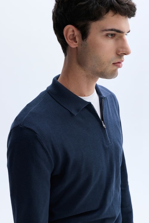 FERMUARLI POLO YAKA TRİKO KAZAK