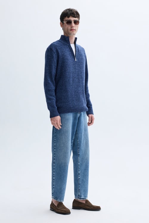 FERMUARLI DİK YAKA YÜN KARIŞIMLI KAZAK