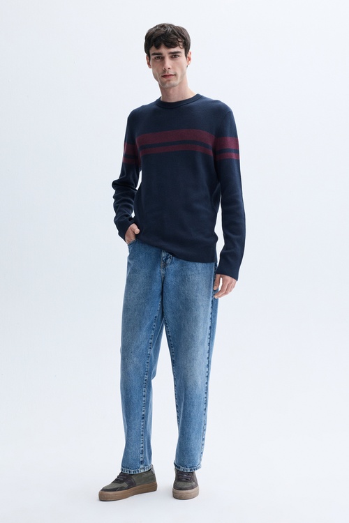  RENK BLOKLU BİSİKLET YAKA KAZAK