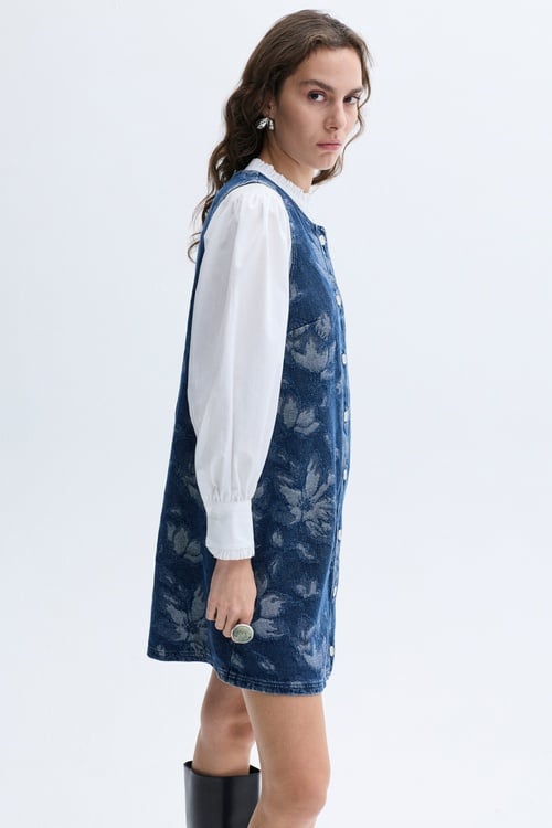 NAKIŞLI MİNİ JEAN ELBİSE