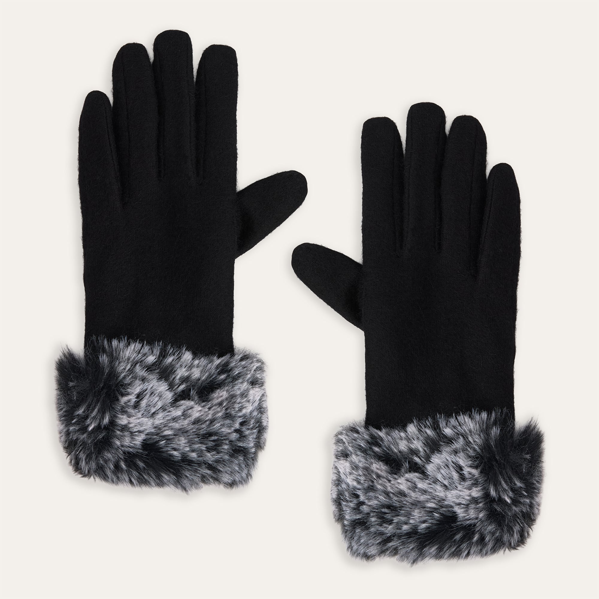 YÜN KARIŞIMLI PELÜŞ DETAYLI ELDİVEN