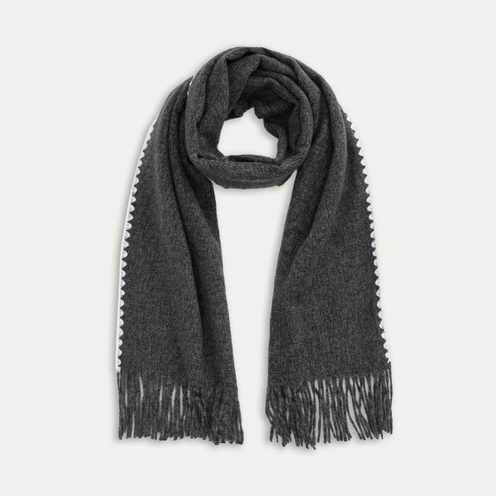 DİKİŞ DETAYLI PÜSKÜLLÜ ATKI