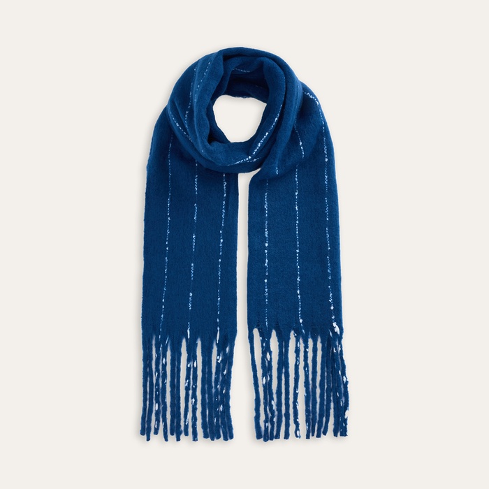 ÇİZGİLİ PÜSKÜLLÜ YUMUŞAK DOKULU ATKI