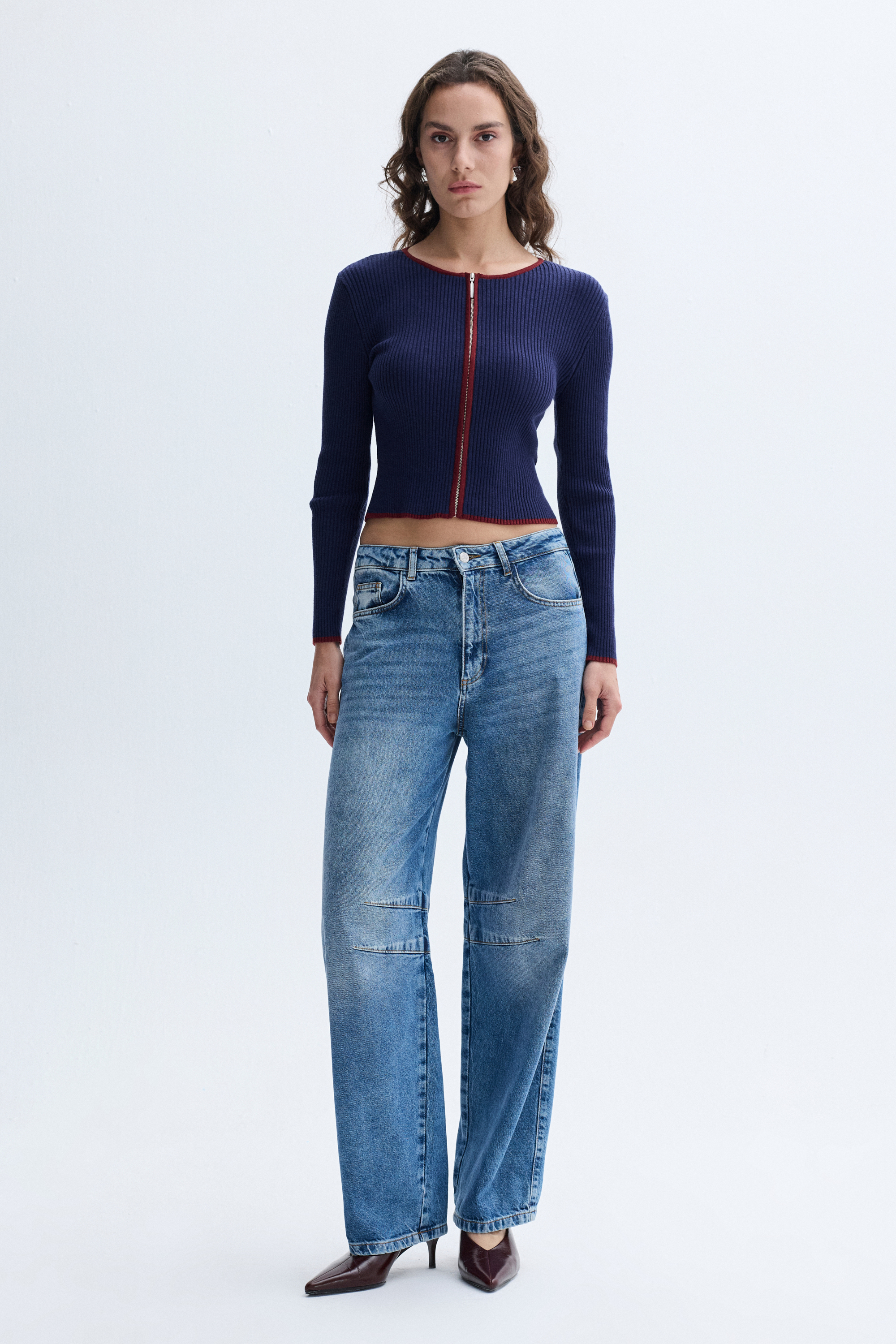 FITTED FERMUARLI BİSİKLET YAKA HIRKA