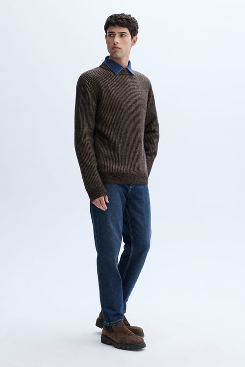 ÇİZGİLİ BİSİKLET YAKA YÜNLÜ KAZAK