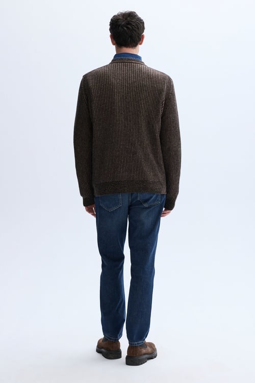 ÇİZGİLİ BİSİKLET YAKA YÜNLÜ KAZAK