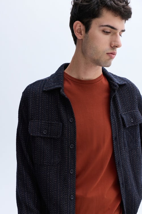 ÇİZGİLİ ÖRME GÖMLEK CEKET