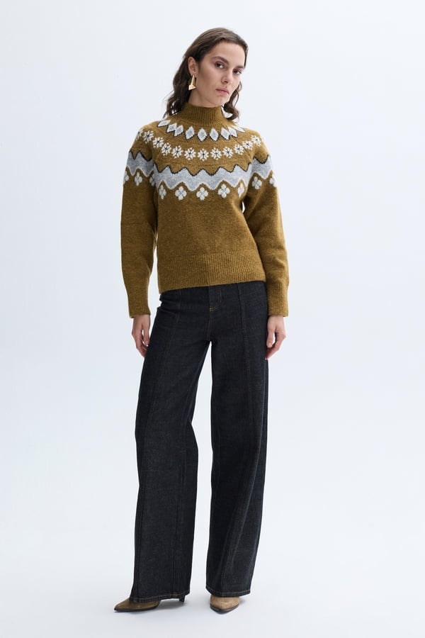 DİKİŞ DETAYLI KEMERLİ WIDE LEG PANTOLON