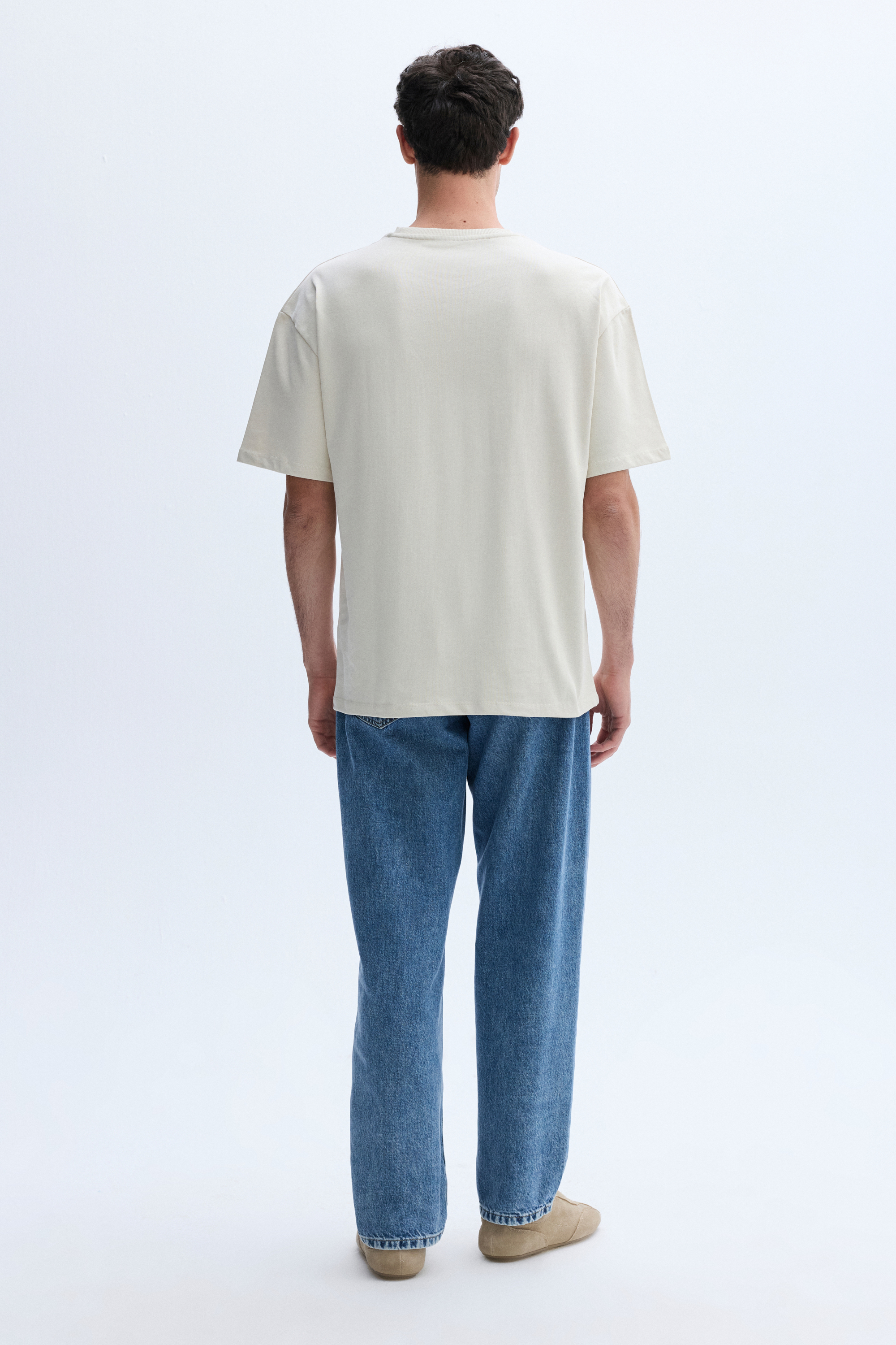 BASKILI BİSİKLET YAKA OVERSIZE T-SHIRT