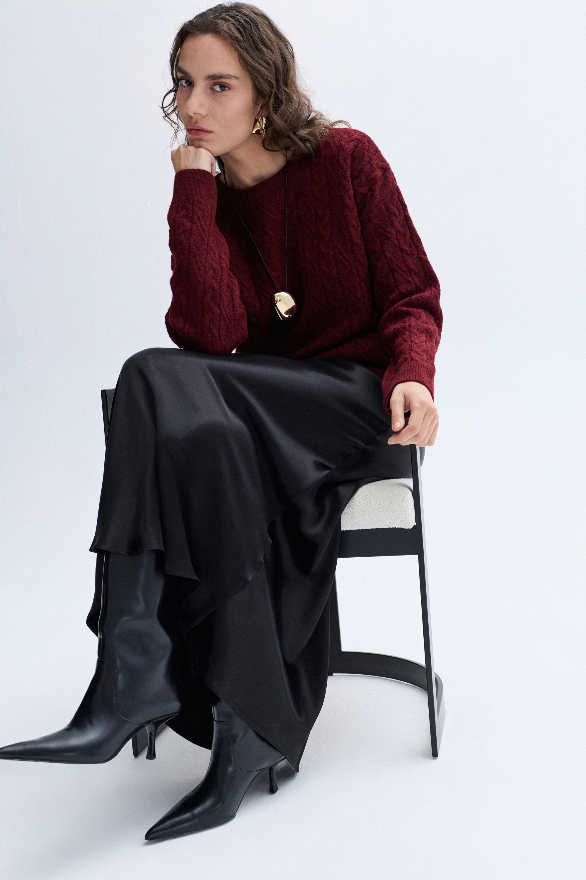 SAÇ ÖRGÜLÜ BİSİKLET YAKA KAZAK