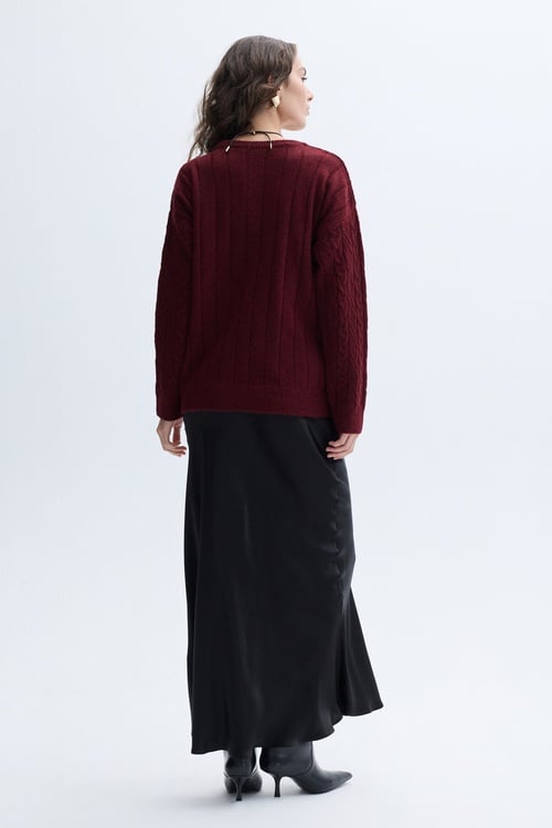 SAÇ ÖRGÜLÜ BİSİKLET YAKA KAZAK