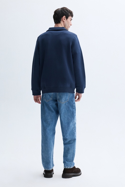  COMFORT FIT FERMUARLI DİK YAKA SWEATSHIRT