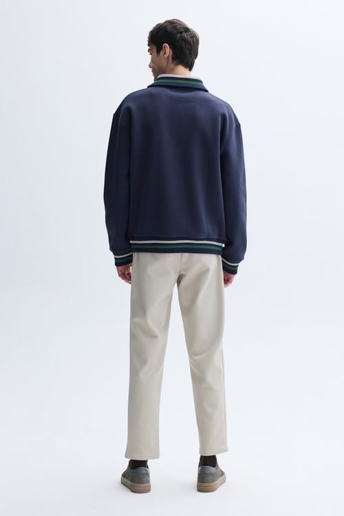  FERMUARLI DİK YAKA NAKIŞLI SWEATSHIRT