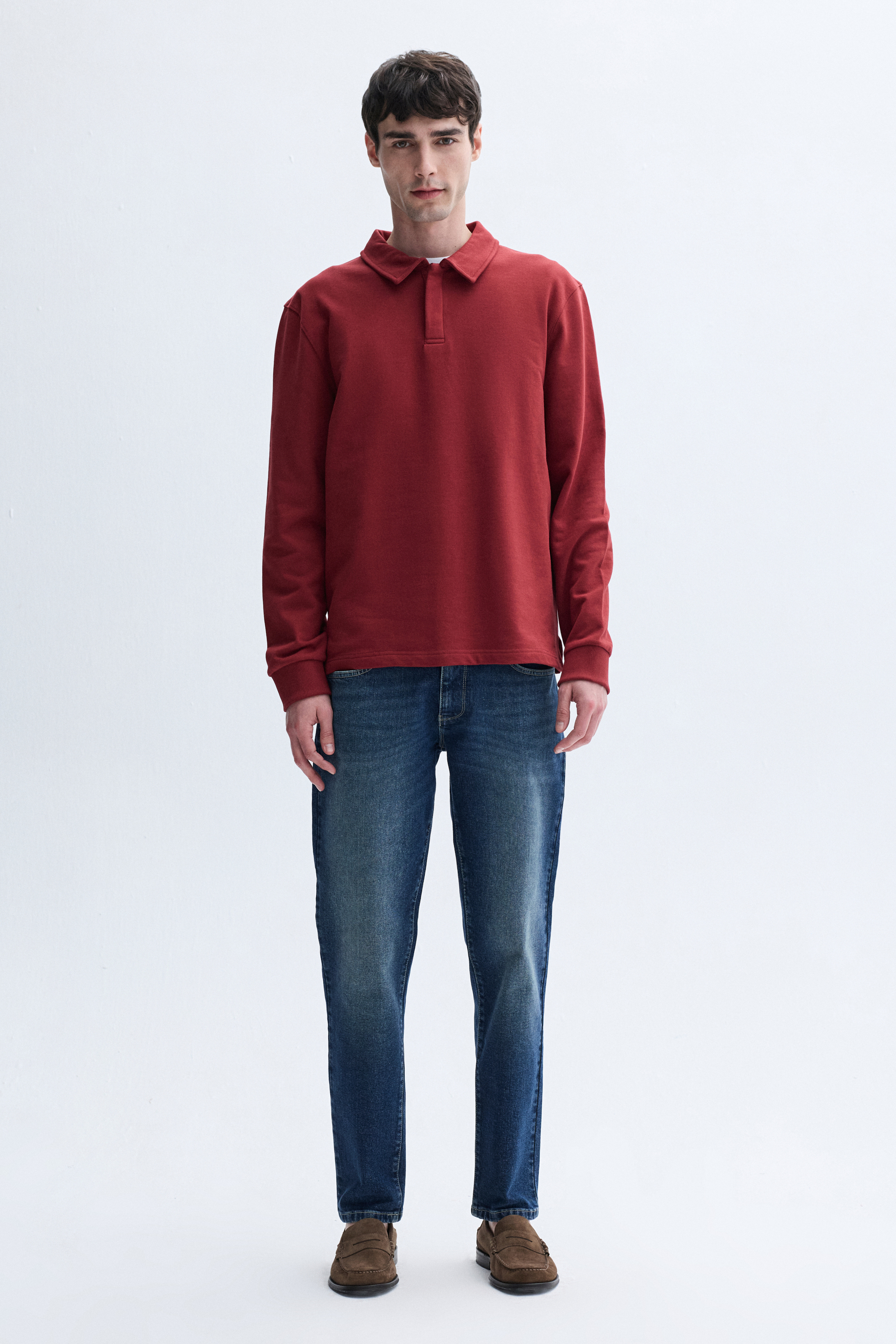 LOOSE FIT DÜĞMELİ DİK YAKA SWEATSHIRT