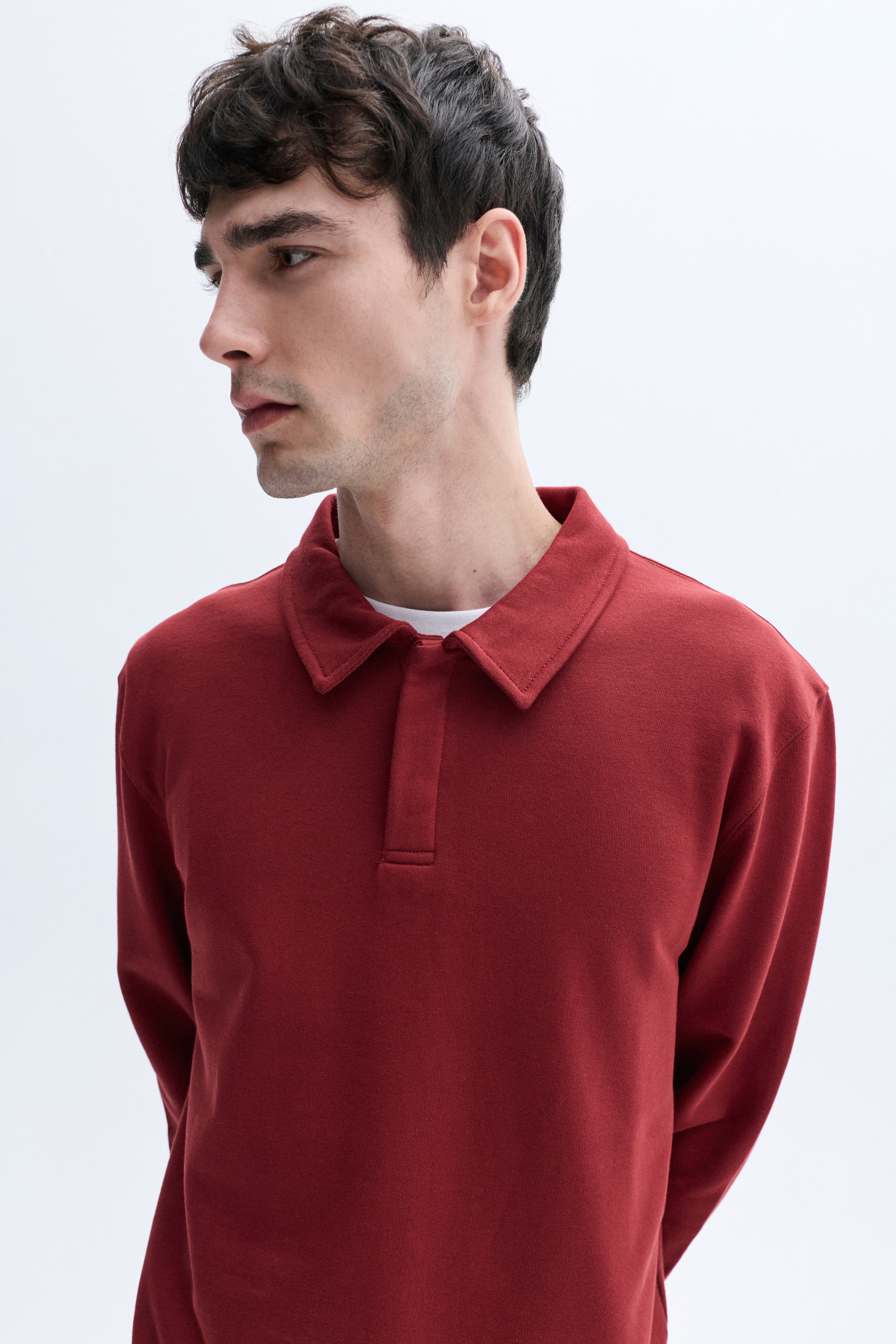 LOOSE FIT DÜĞMELİ DİK YAKA SWEATSHIRT