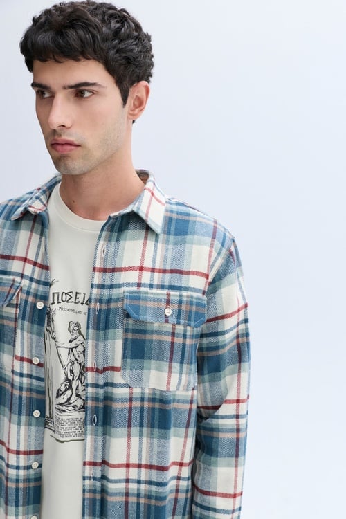 EKOSELİ REGULAR FIT ÇİFT CEPLİ CASUAL GÖMLEK