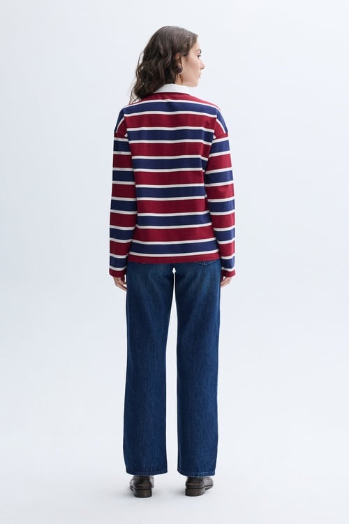 LOOSE FIT ÇİZGİLİ POLO YAKA SWEATSHIRT