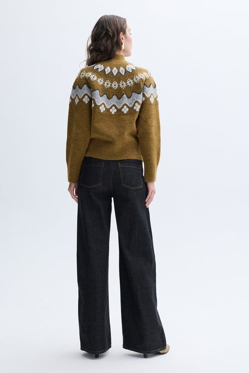 DİKİŞ DETAYLI KEMERLİ WIDE LEG PANTOLON