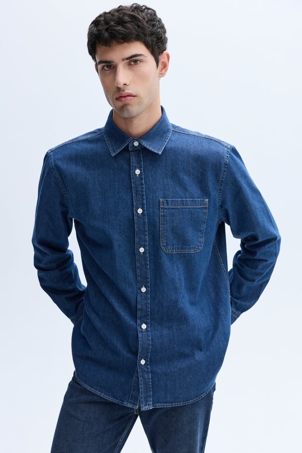 REGULAR FIT UZUN KOLLU JEAN GÖMLEK